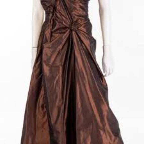 Vintage Pamela Dennis Couture Brown Strapless Gown - Picture 2 of 9